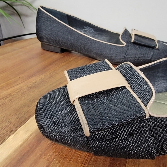 Isaac Mizrahi Linen Bow Front Square Toe Flats Size 6.5 - Picture 5 of 17